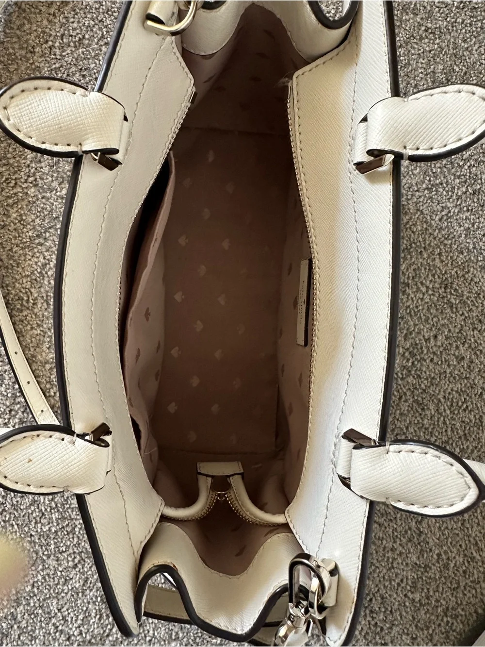 kate spade Cream Crossbody Tote with Gold Logo